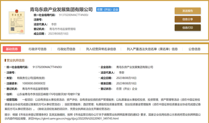 網(wǎng)傳&ldquo;化債&rdquo;的青島東鼎集團(tuán)成立了:注冊資本100億 從事投資活動(dòng)